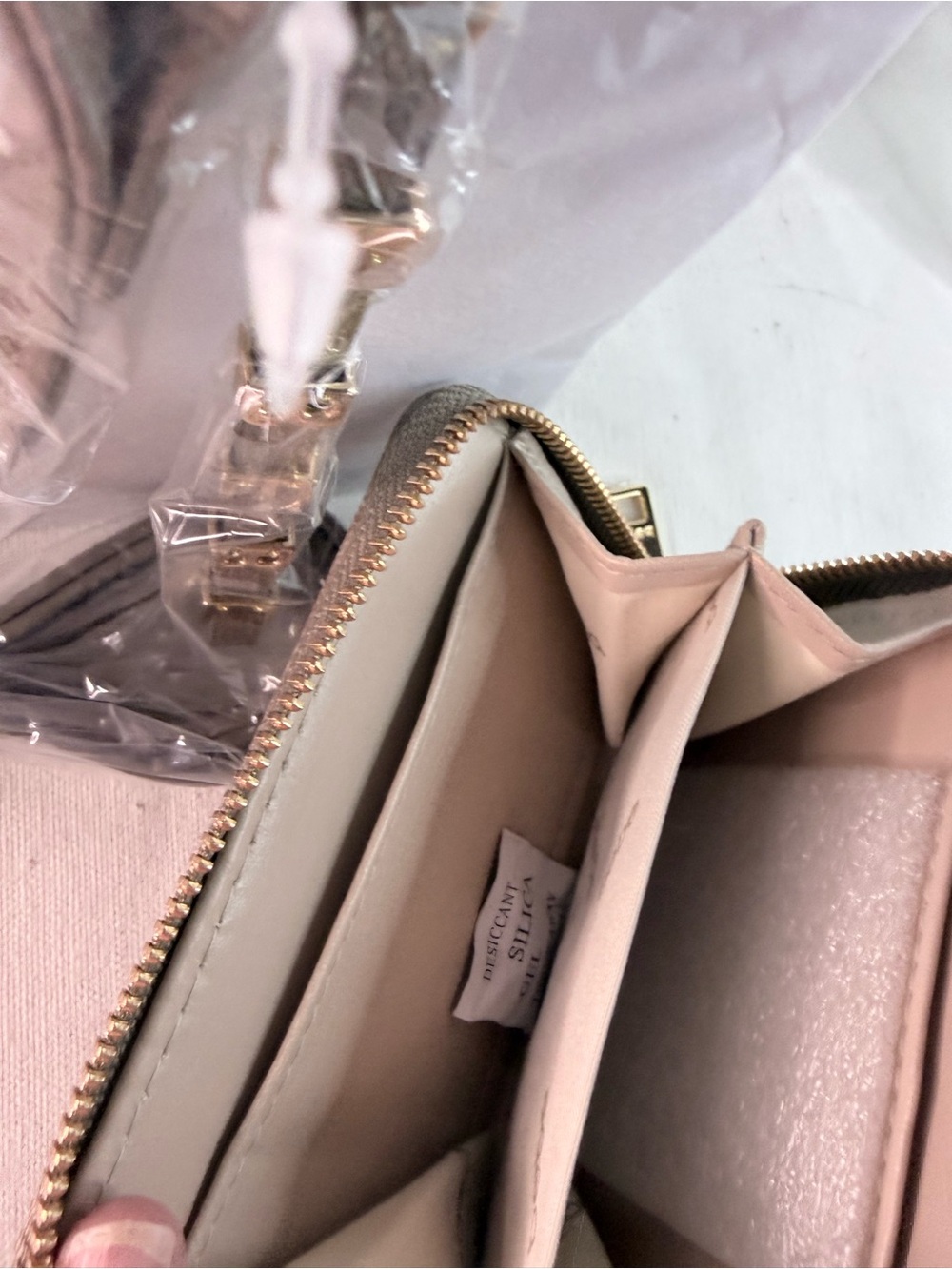 bebe Taupe Logo Satchel with Matching Wallet and keychain - Picture 3 of 15